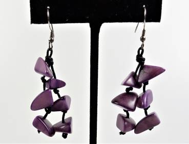 Preview: Pikaret Ohrring fuchsia aus Tagua, Fair Trade Kolumbien