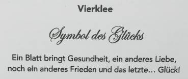 Kleeblatt versilbert mit Kette, aus echtem Kleeblatt