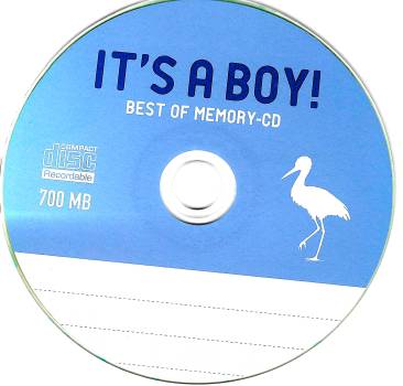 IT'S A BOY - Karte + CD-R für Geburtsanzeige, Photos, Erinnerungen