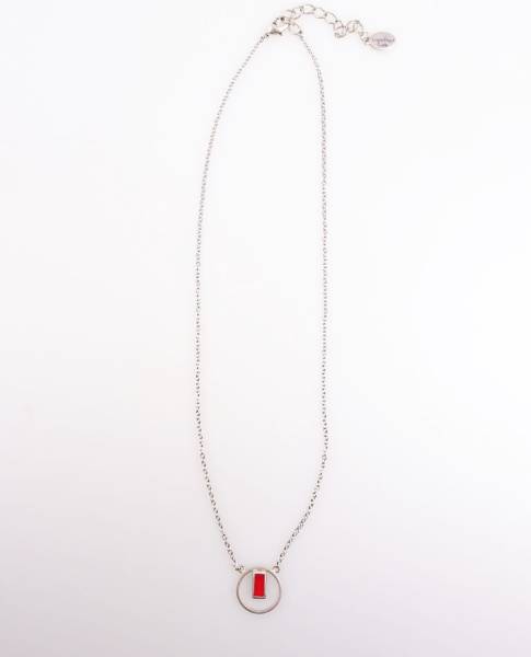 Halskette rund Baguette rot