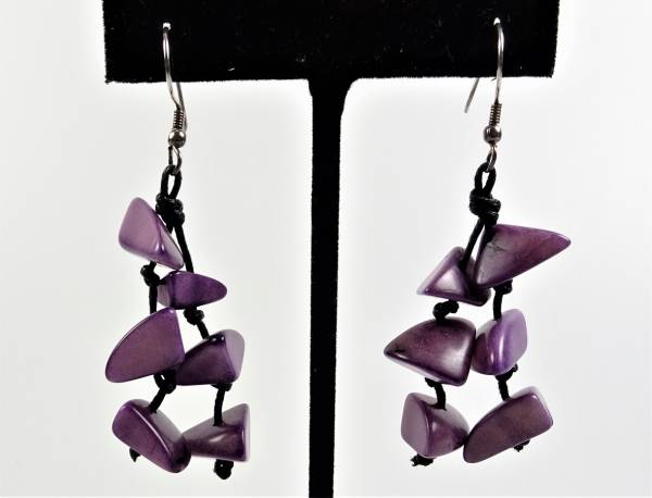 Pikaret Ohrring fuchsia aus Tagua, Fair Trade Kolumbien