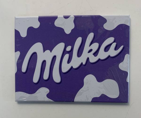Magnet mit Milka Aufschrift für Magnetboard, Kühlschrank