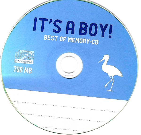 IT'S A BOY - Karte + CD-R für Geburtsanzeige, Photos, Erinnerungen